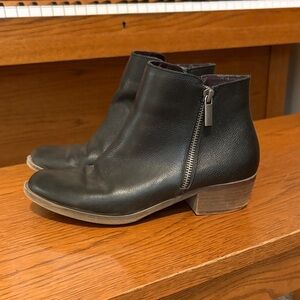 Kenzie Black Leather Ankle Booties